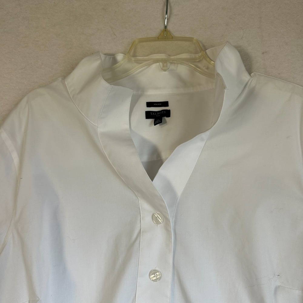 Talbots Perfect Shirt Womens 2X White V-Neck Non-Iron Blouse Work Office Career - Picture 2 of 6